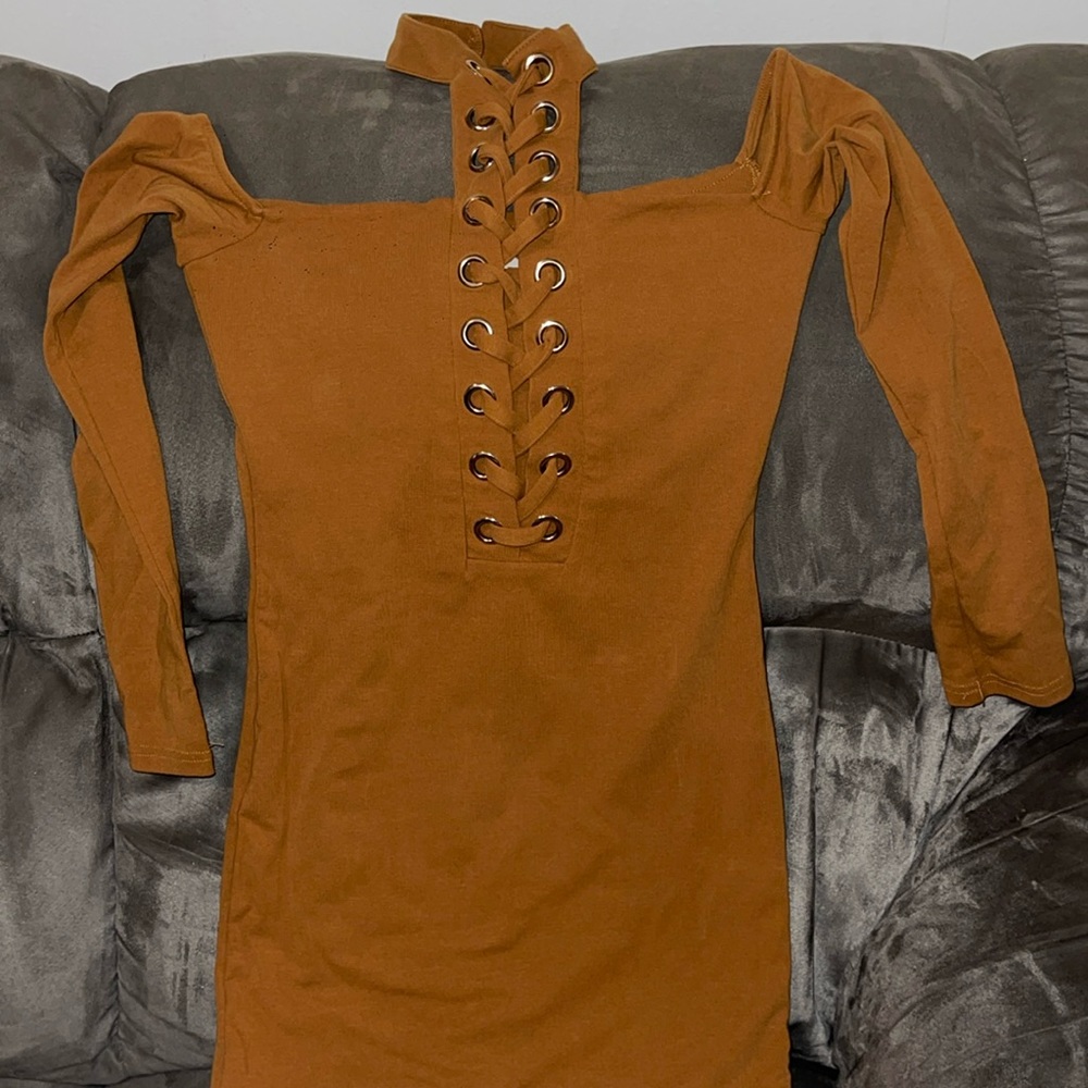 Womens mustard brown dress size Large